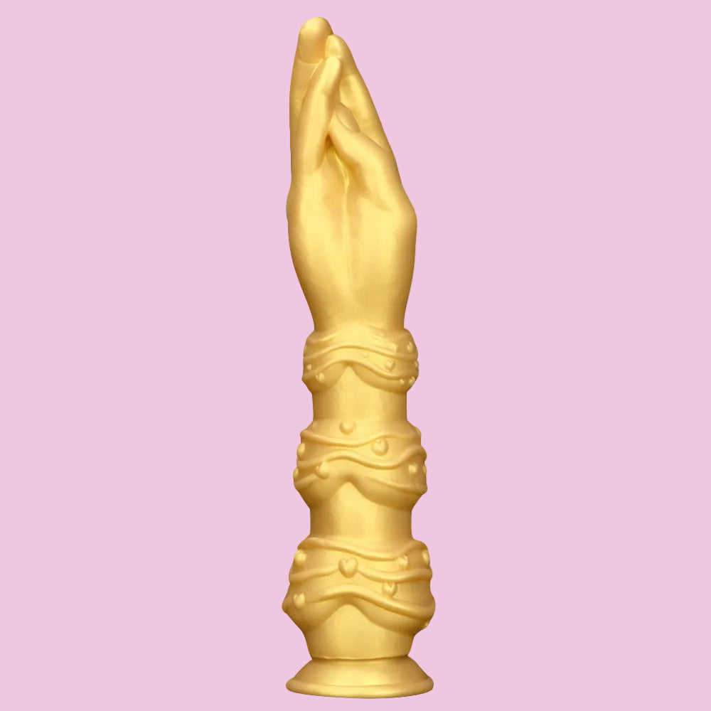 Gold Knotted Hand Fist Dildo Anal Plug