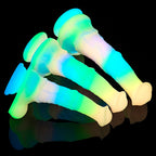 Nachtleuchtend Rainbow Gebogen Horse Dildo mit Balls