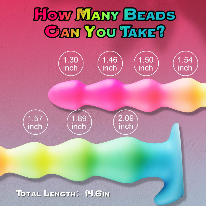 36CM Rainbow Beads Im Dunkeln Leuchtend Tentacle Dildo