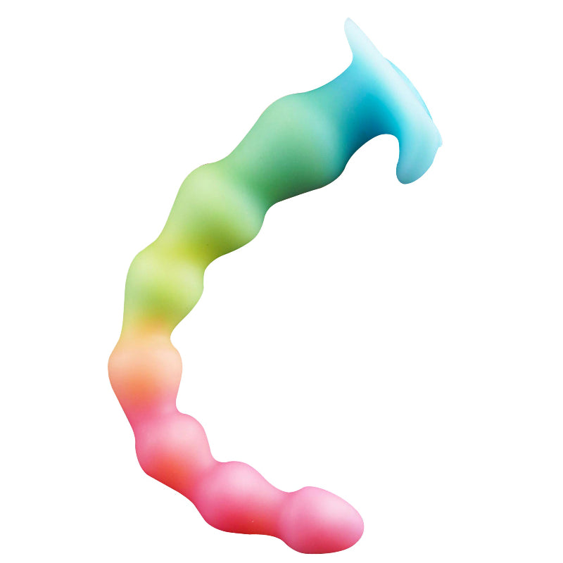 36CM Rainbow Beads Im Dunkeln Leuchtend Tentacle Dildo