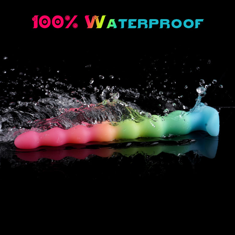 36CM Rainbow Beads Im Dunkeln Leuchtend Tentacle Dildo