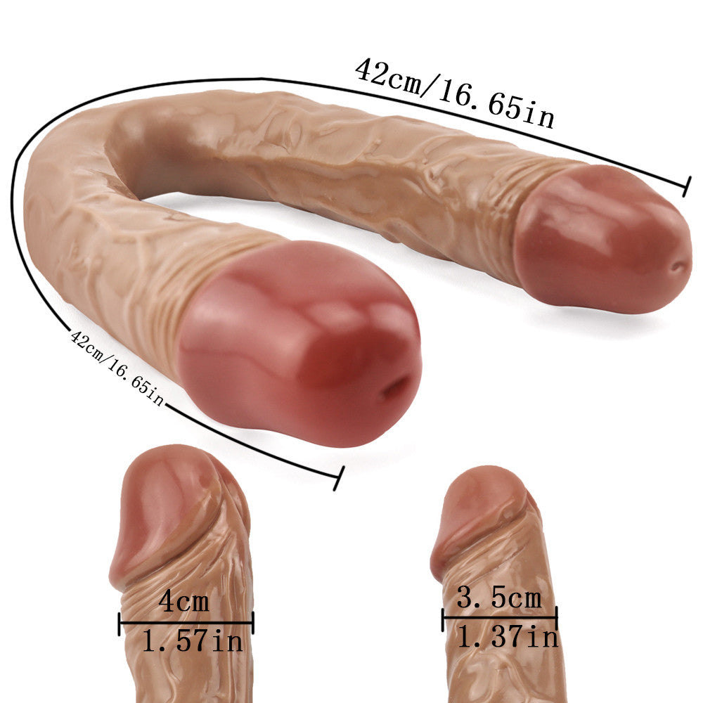 42 CM Braun Realistic Penis Lesbian Doppeldildo