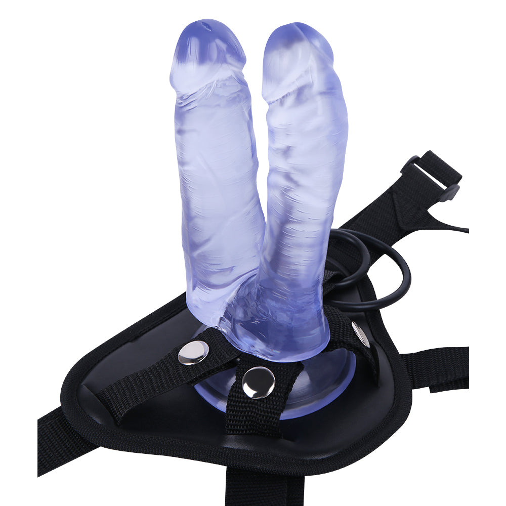 Durchscheinend Blau Doppeldildos Strap On