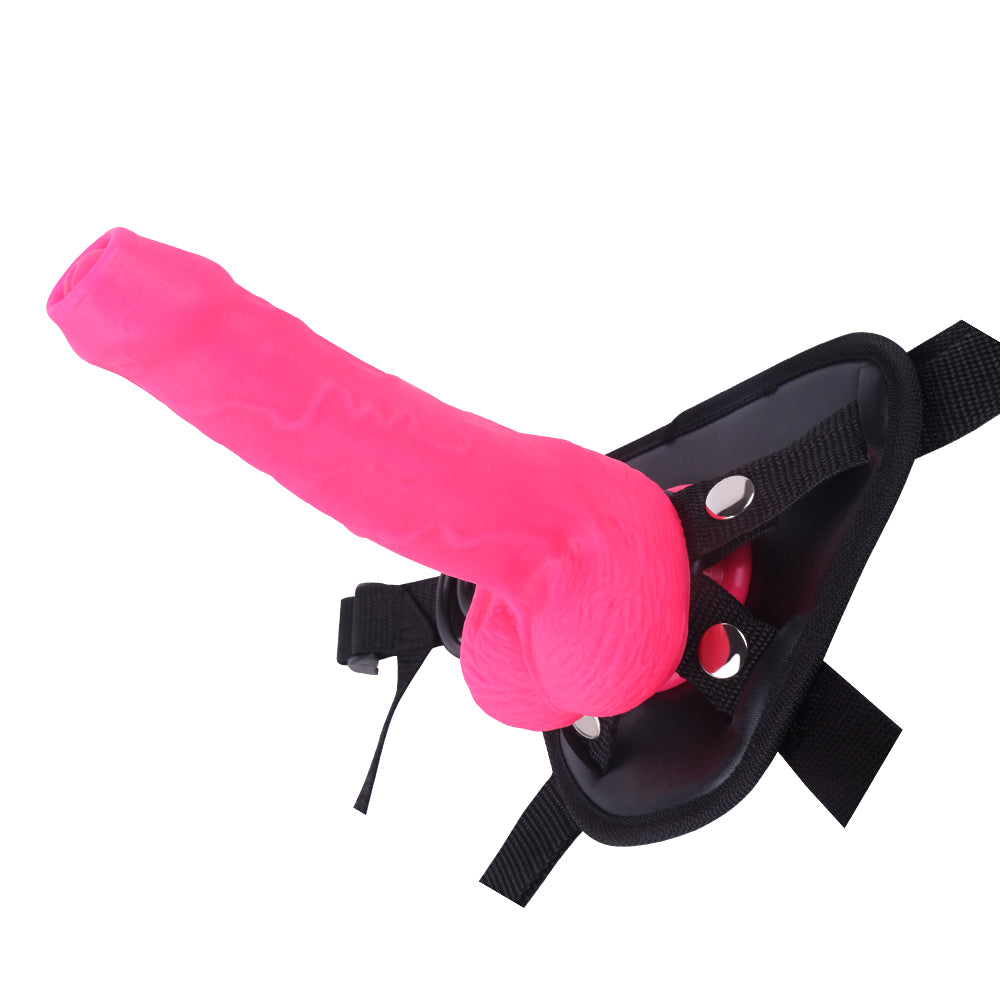 Rosa Silicone mit Vorhaut Strap On Dildo