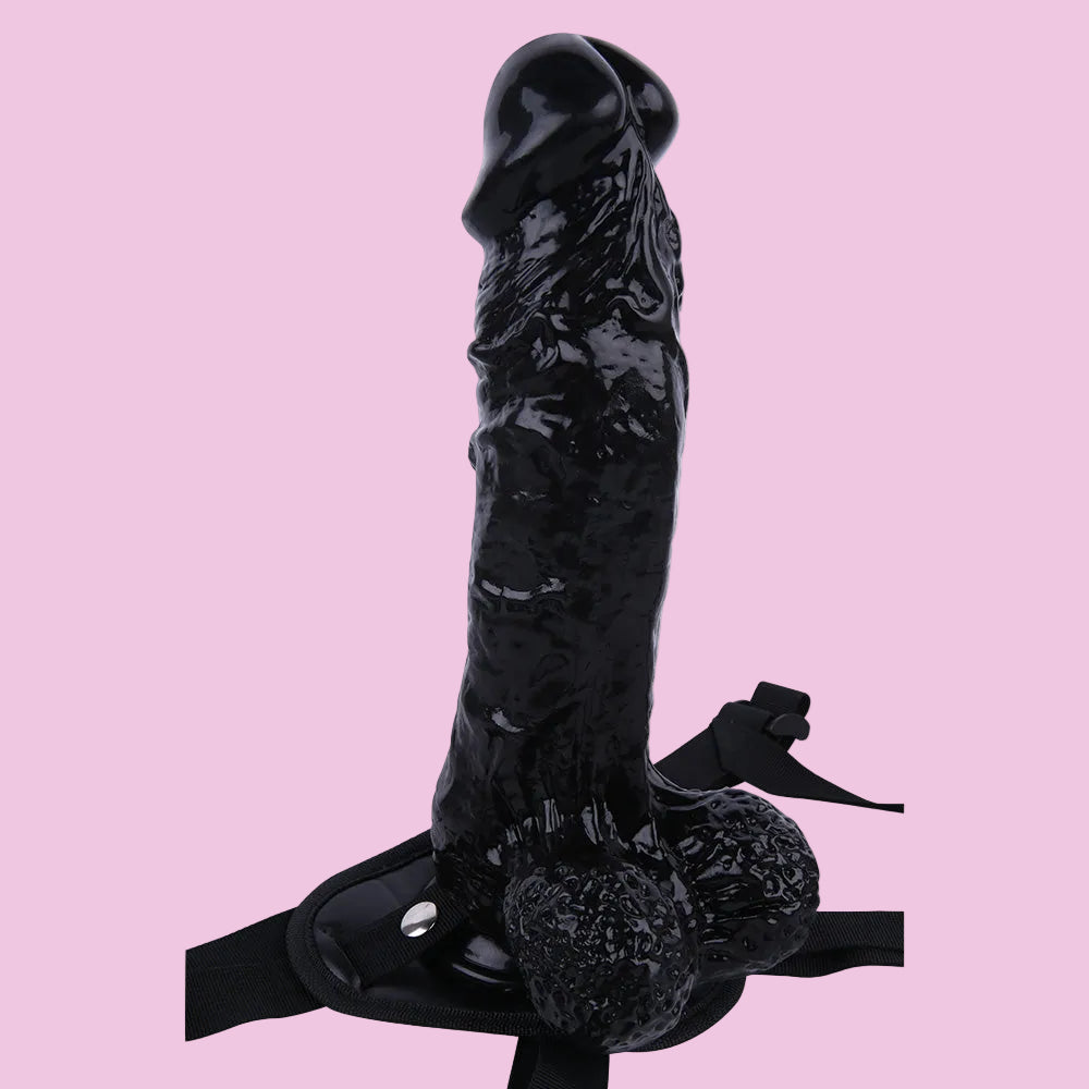 30 CM Strap On mit Balls Big Black Dildo