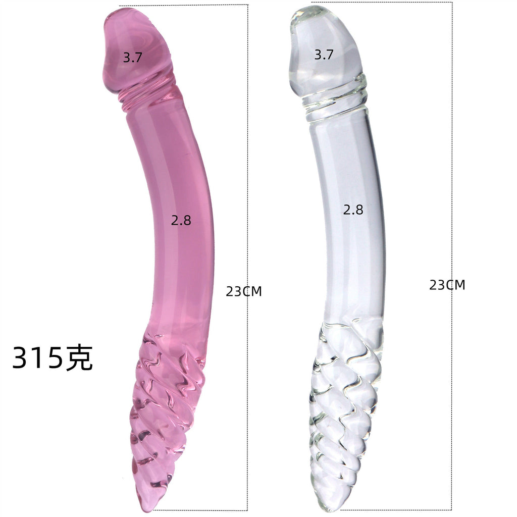 23 CM Glatt Wirbelförmig Penis Double Glasdildo