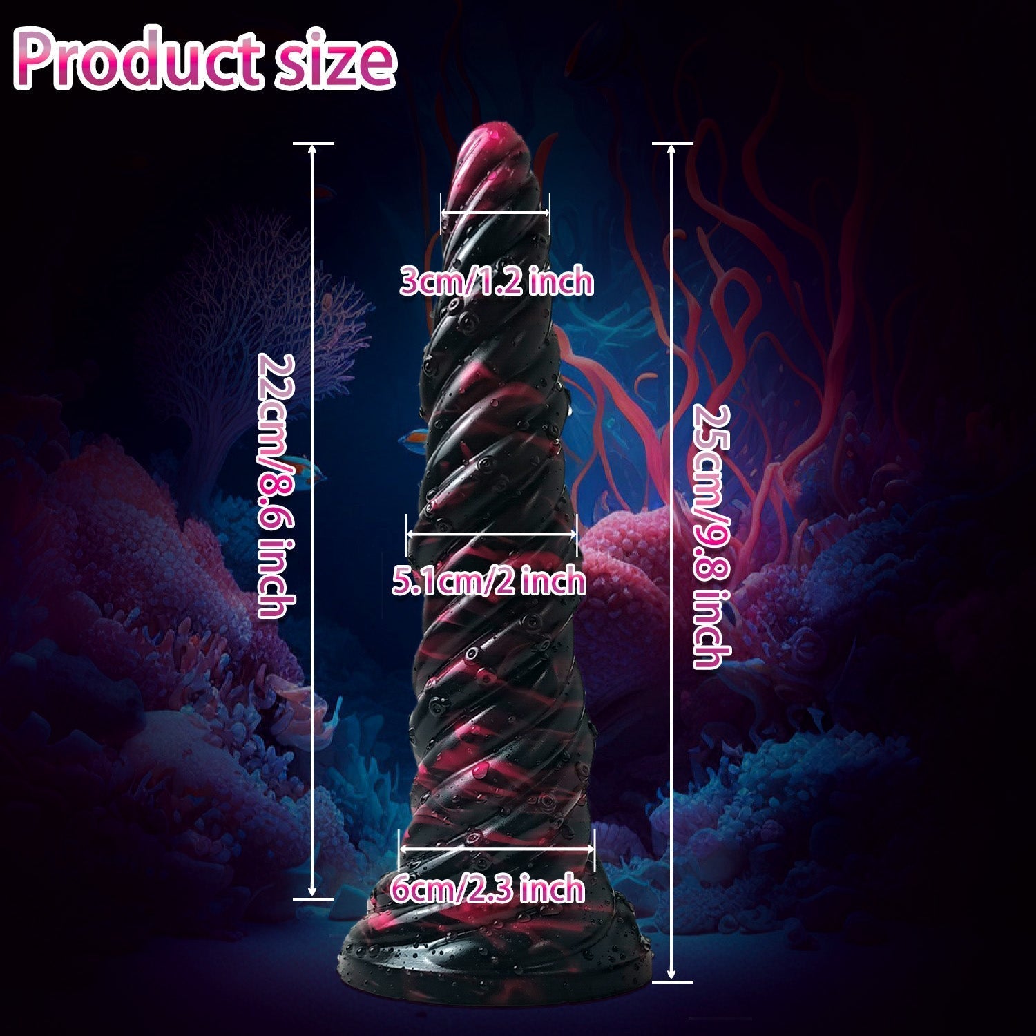 25 CM Gewindeartig Kegel Tentakel Anal Dildo