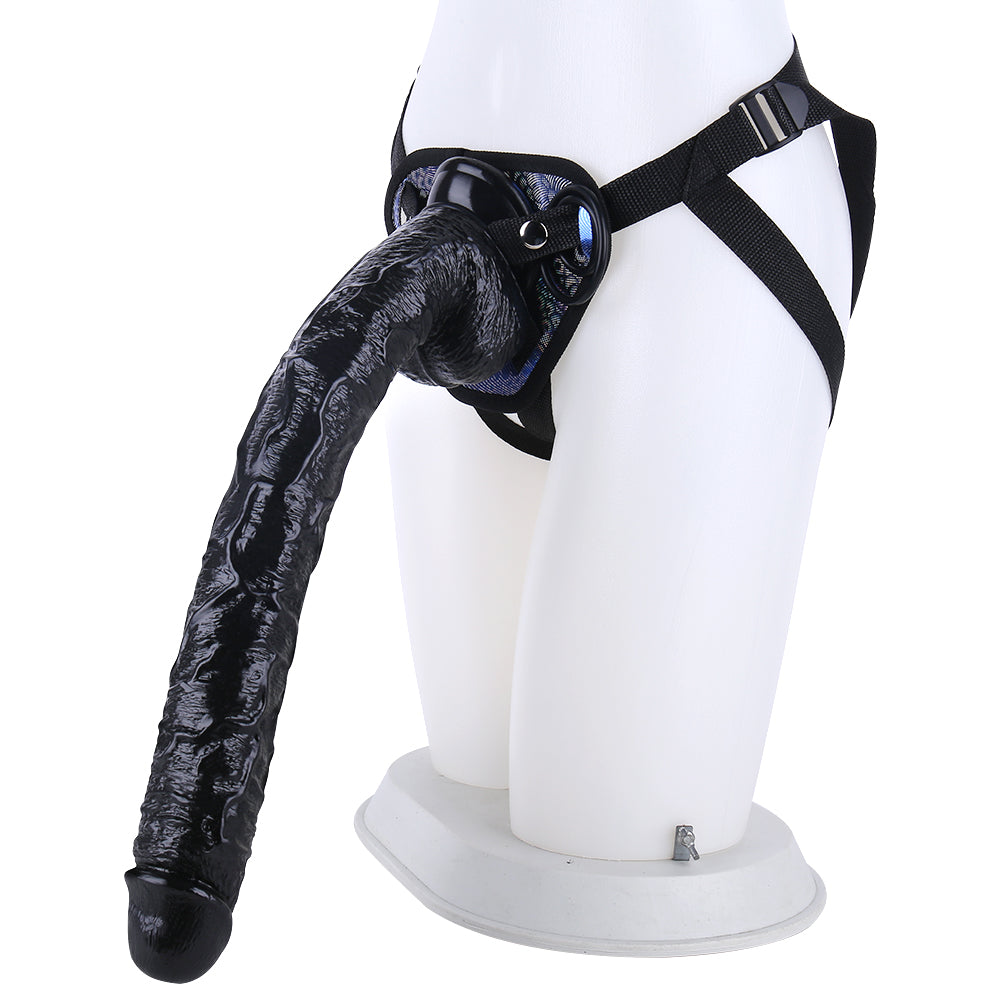 43 CM Long Peni Schwarz Strap On Dildo