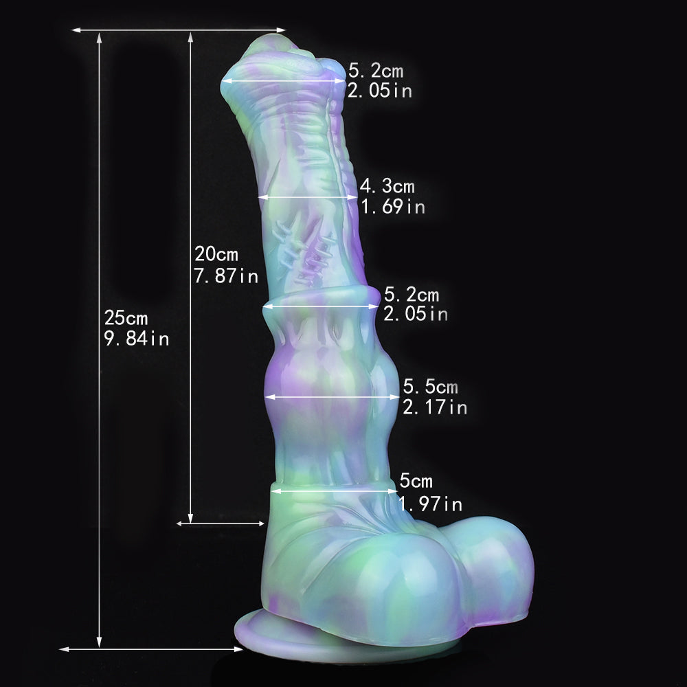 25 CM Silikon Monster Saugfuß Nachleuchtend Horsedildo