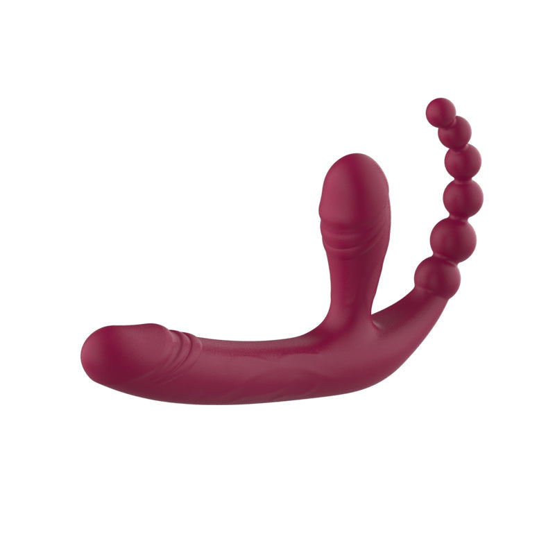 Drei Köpfe Remote Control Vibratir Strapless Dildo
