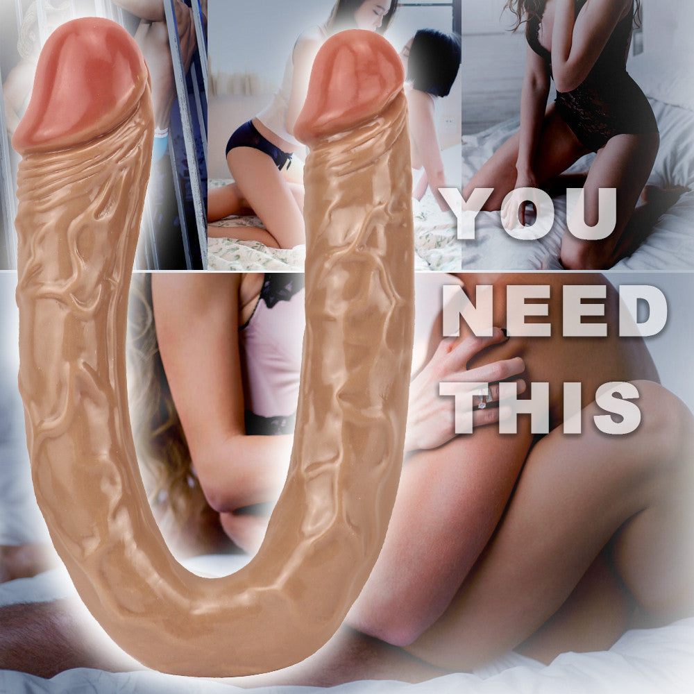 42 CM Braun Realistic Penis Lesbian Doppeldildo