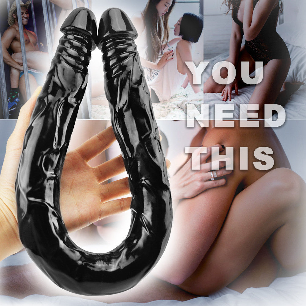 55 CM Extra Long Schwarz Realistic Double Dildo