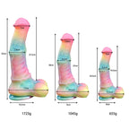 Nachtleuchtend Rainbow Gebogen Horse Dildo mit Balls