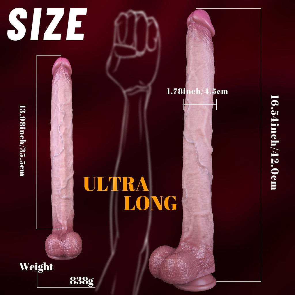 42 CM Extrem Long Dual Density Braun Dildo