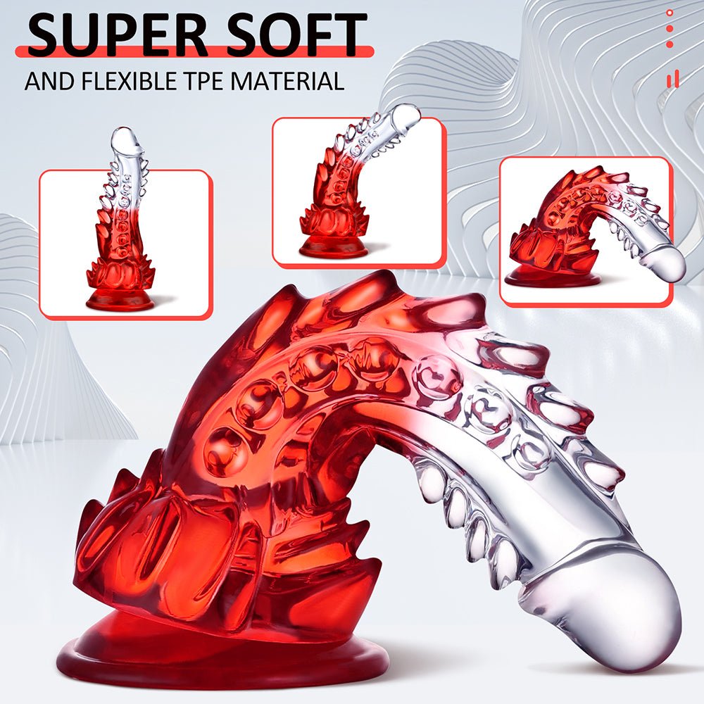 22 CM Rot Klar Soft Stachelig Silicone Dragon Dildo