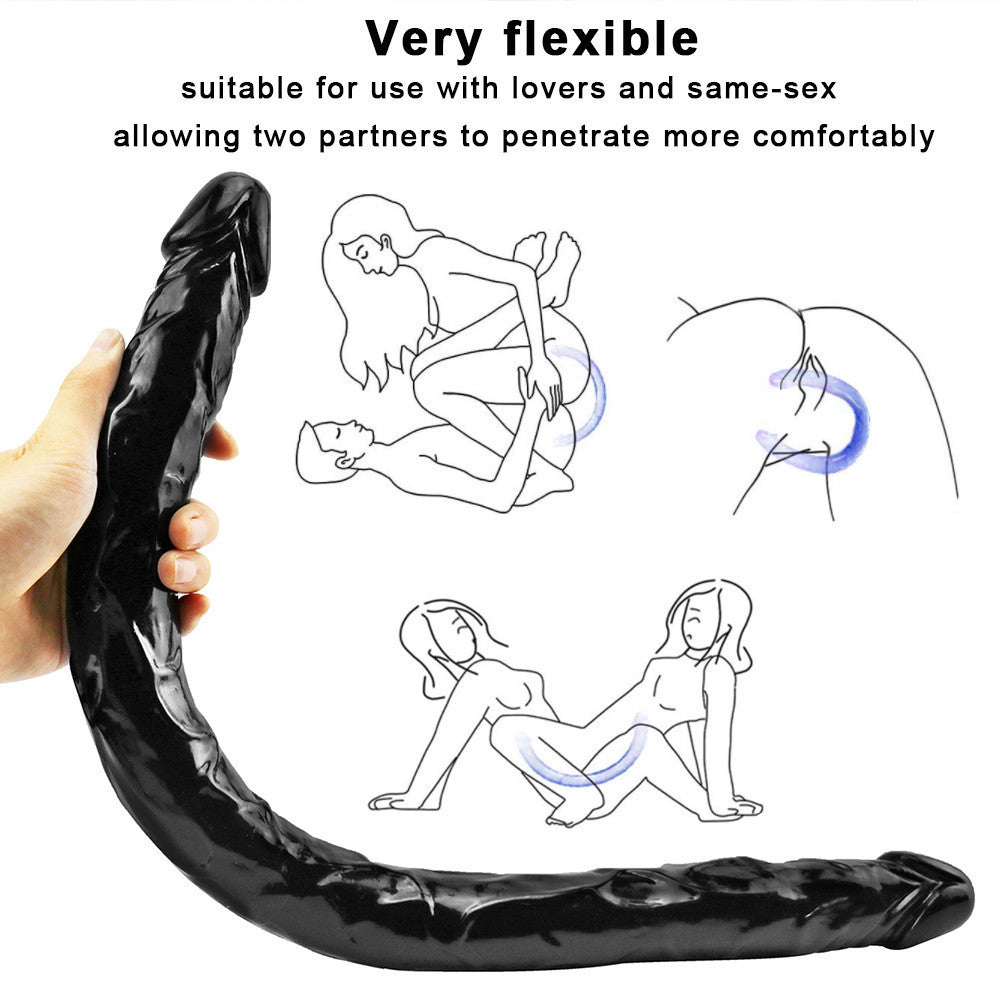 55 CM Extra Long Schwarz Realistic Double Dildo