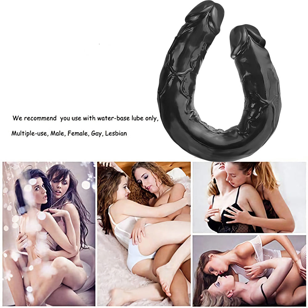 46 CM Schwarz long Realistic Strukturiert Doppeldildo