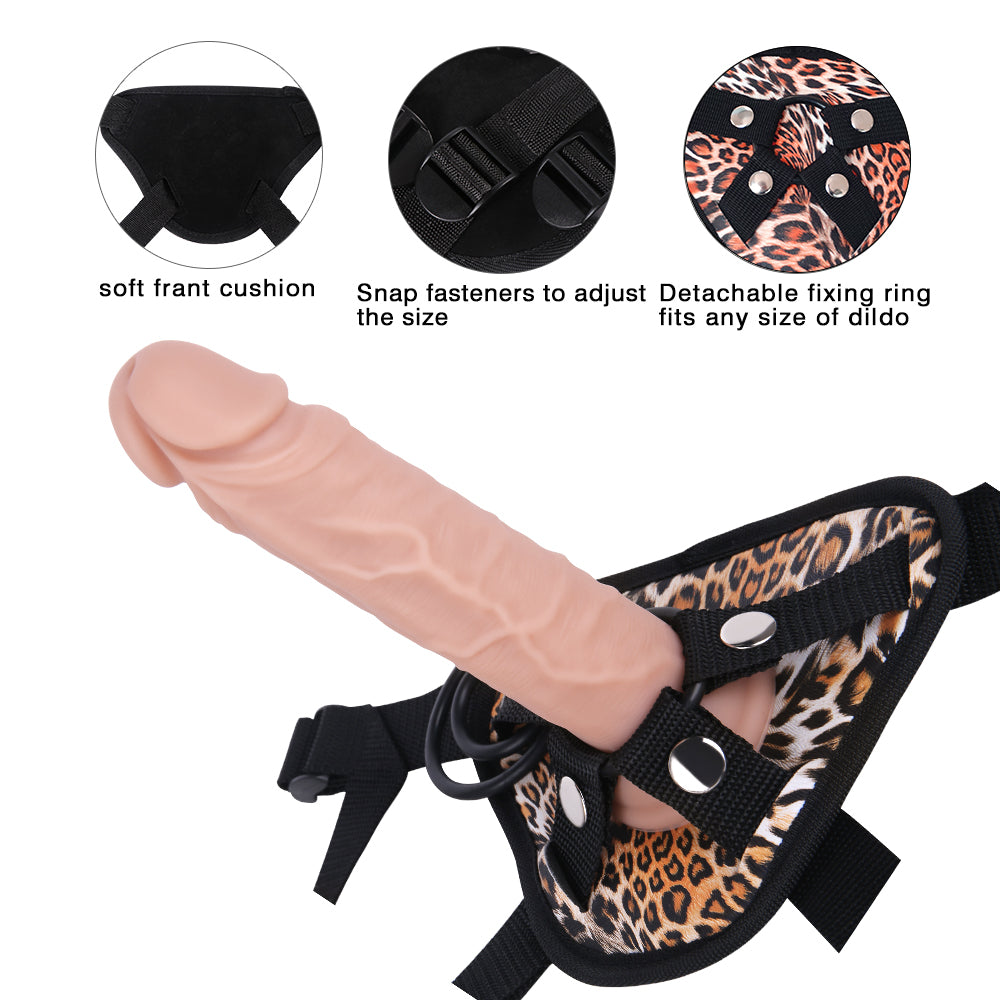 19 CM Realistic Penis Leopardenmuster Umschnalldildo