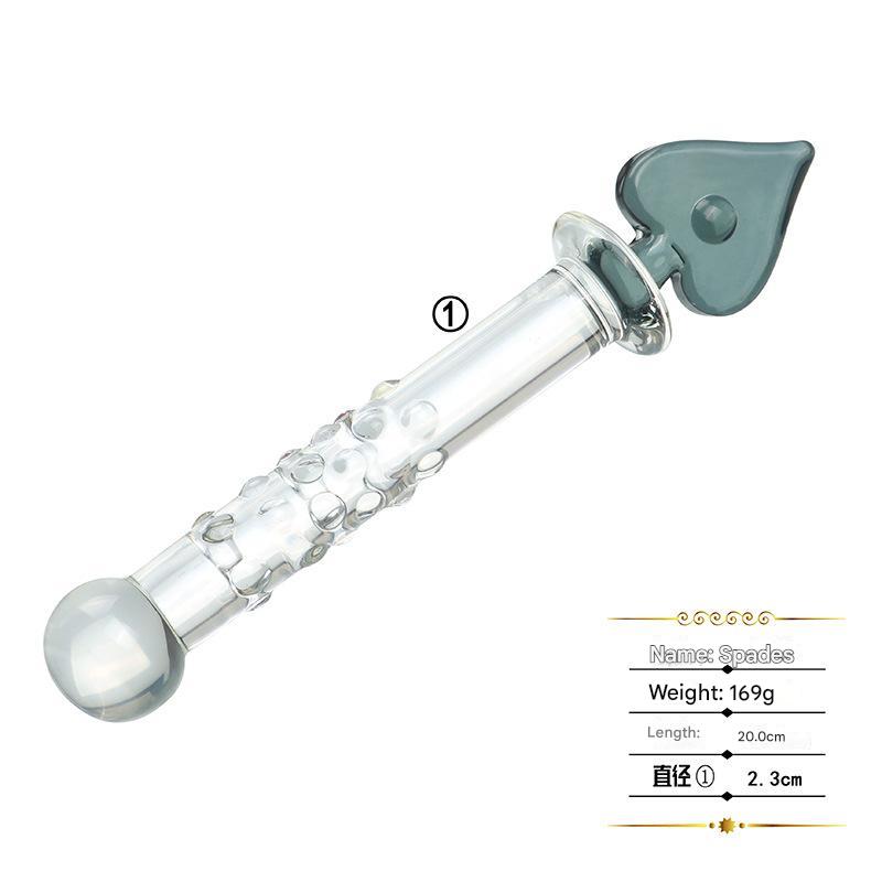 Klar Glatt Stäbchenförmig Glasdildo mit Griff