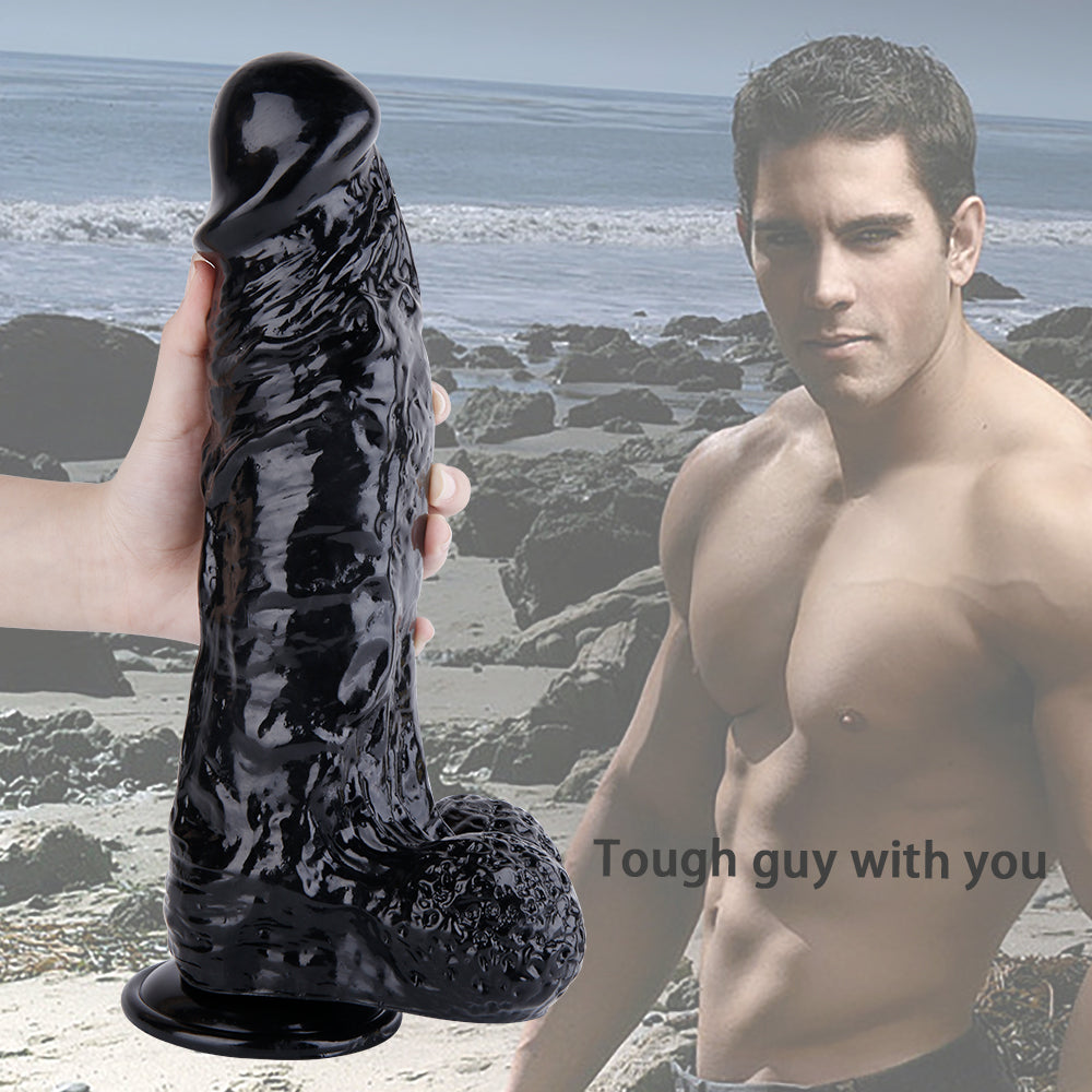 30 CM Strap On mit Balls Big Black Dildo