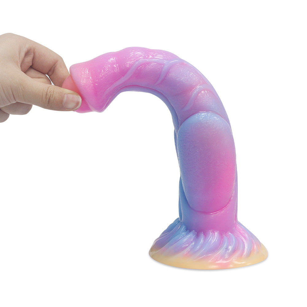 24 CM Leuchtend Blau-Pinker Farbverlauf Horse Dildo