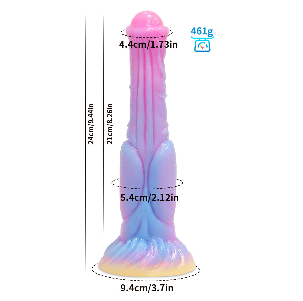 24 CM Leuchtend Blau-Pinker Farbverlauf Horse Dildo