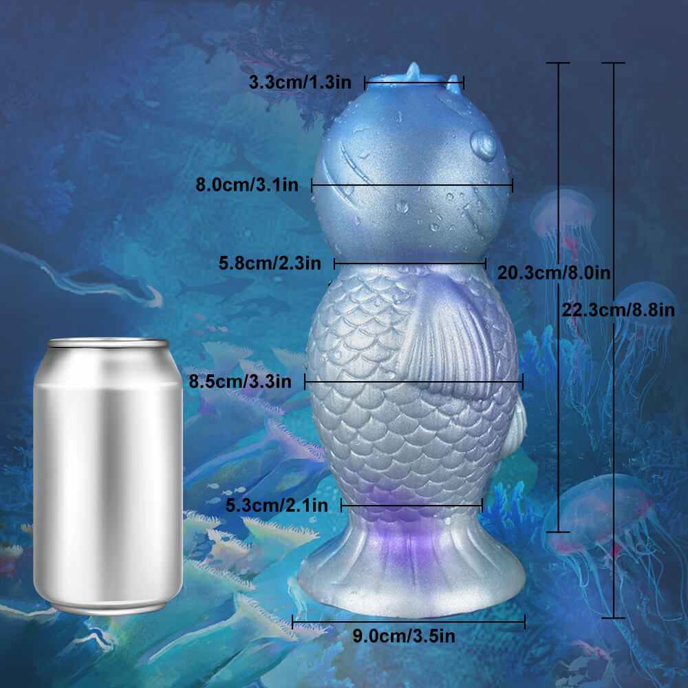 22,3 CM Blau Karpfenwesen Fantasy Dildo Ovipositor