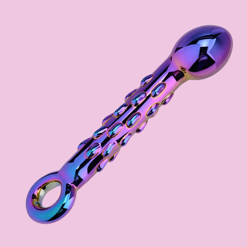 18 CM Glatt Galvanisch Noppen Gpunkt Glasdildo