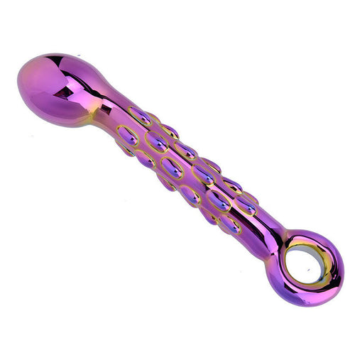 18 CM Glatt Galvanisch Noppen Gpunkt Glasdildo