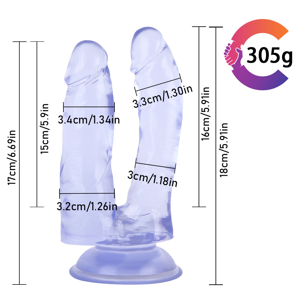 Durchscheinend Blau Doppeldildos Strap On