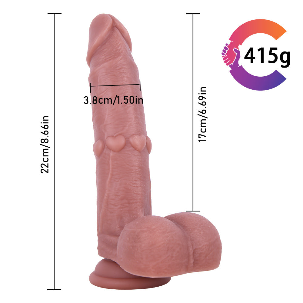22 CM Herz mit Textur Silicone Strap On Dildo