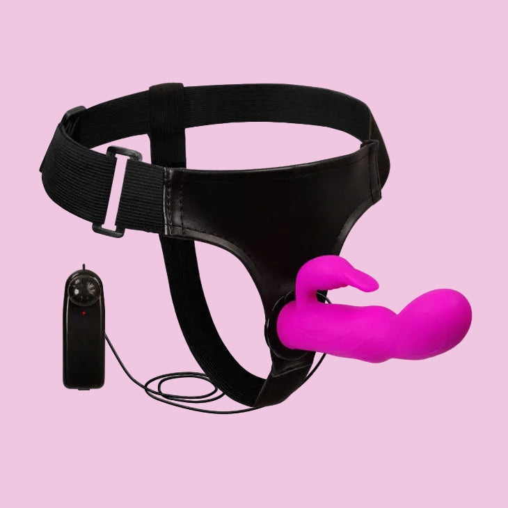 15  CM Pink Rabbit Vibrator Strap On Dildo