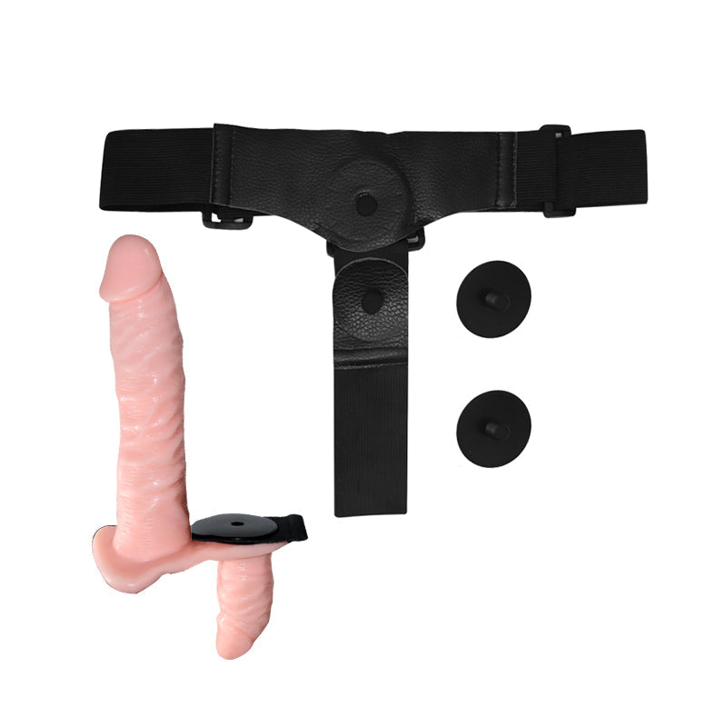 Nude-Rosa Vibrator Doppeldildo Strap On