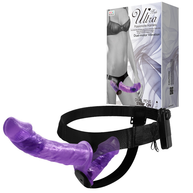 Lila Transparent Vibrator Doppeldildo Strap On