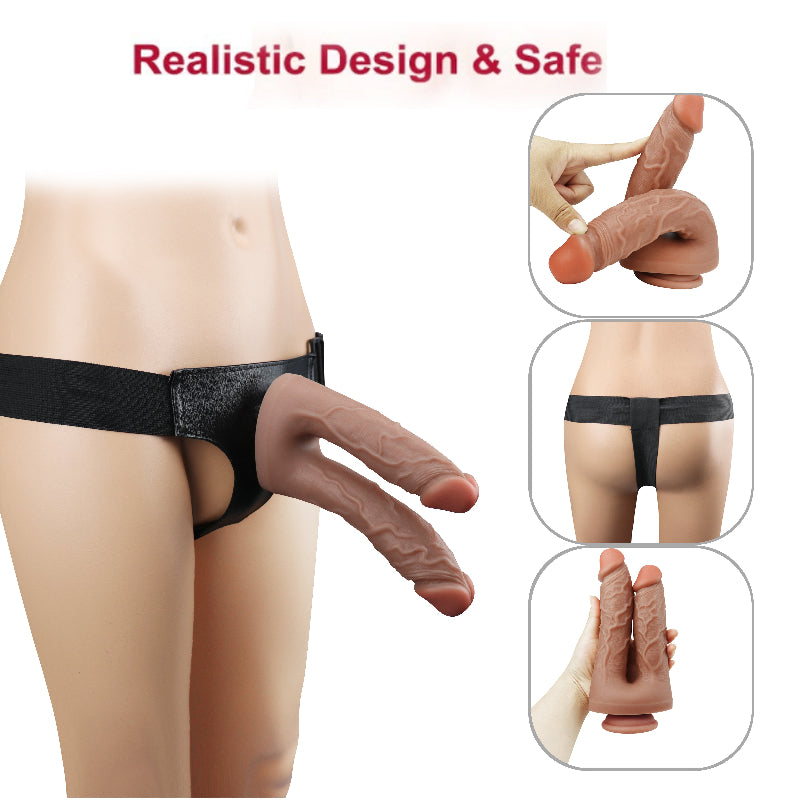 Braun Classic Lesbian Doppeldildos Strap On