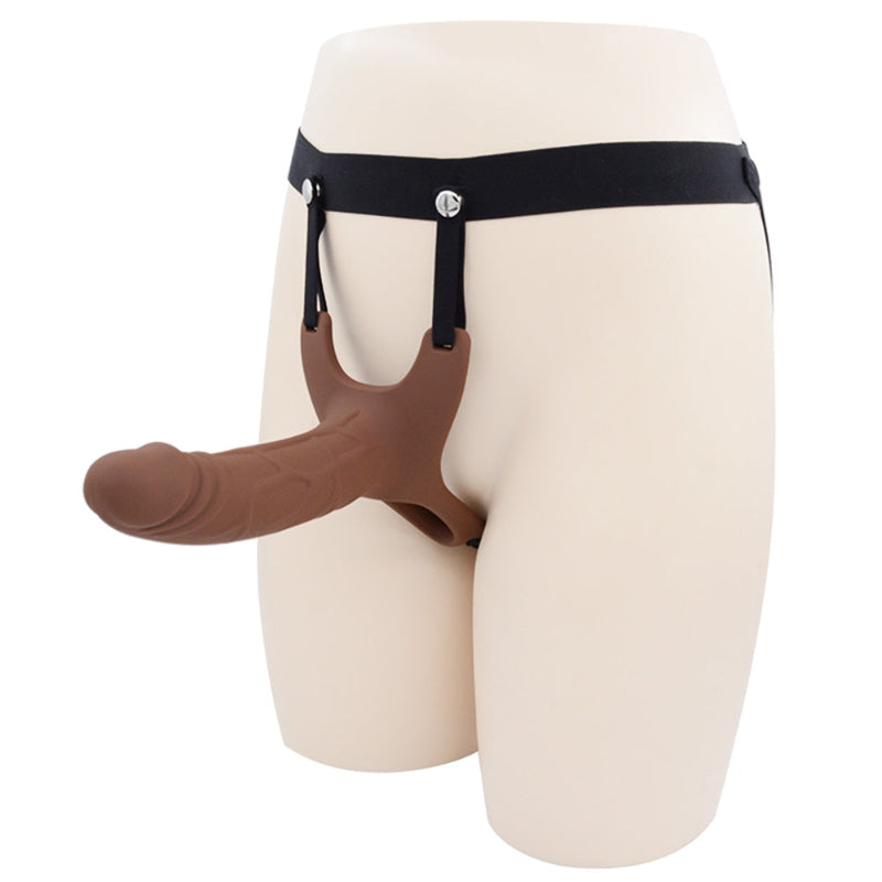Braun Hohl Strap On Silicone Dildo