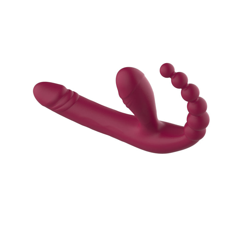 Drei Köpfe Remote Control Vibratir Strapless Dildo