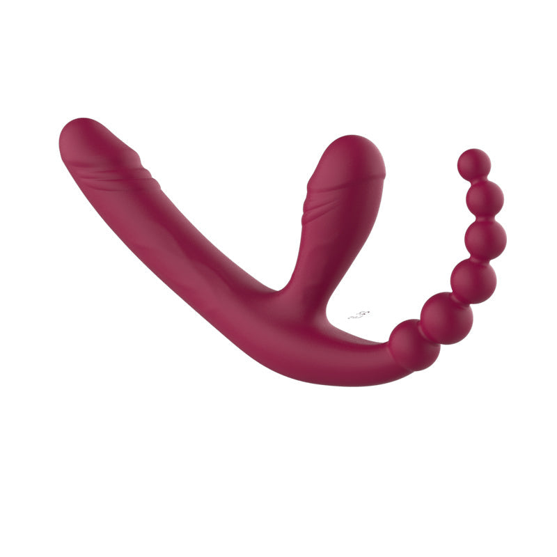 Drei Köpfe Remote Control Vibratir Strapless Dildo