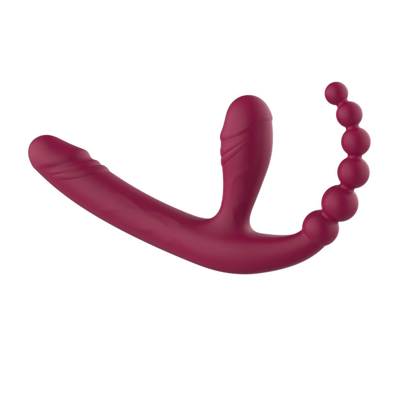 Drei Köpfe Remote Control Vibratir Strapless Dildo