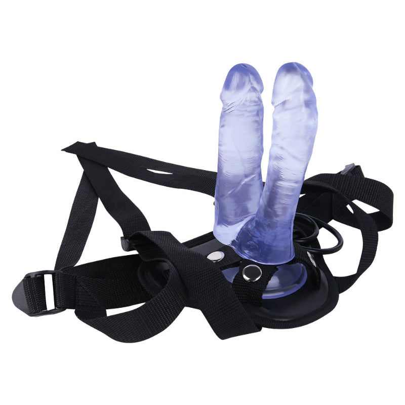 Durchscheinend Blau Doppeldildos Strap On