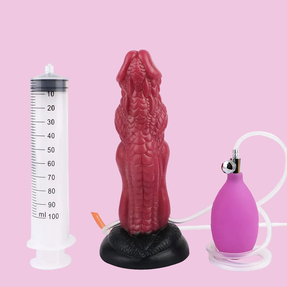 21 CM Rot Dragon Monster Luftpumpe Squirtingdildo