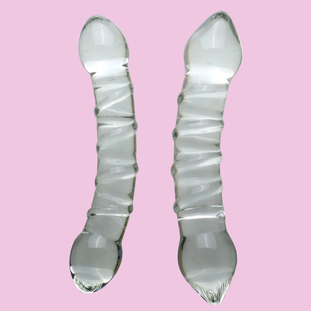 Klar Glatt Gebogen Double Glasdildo