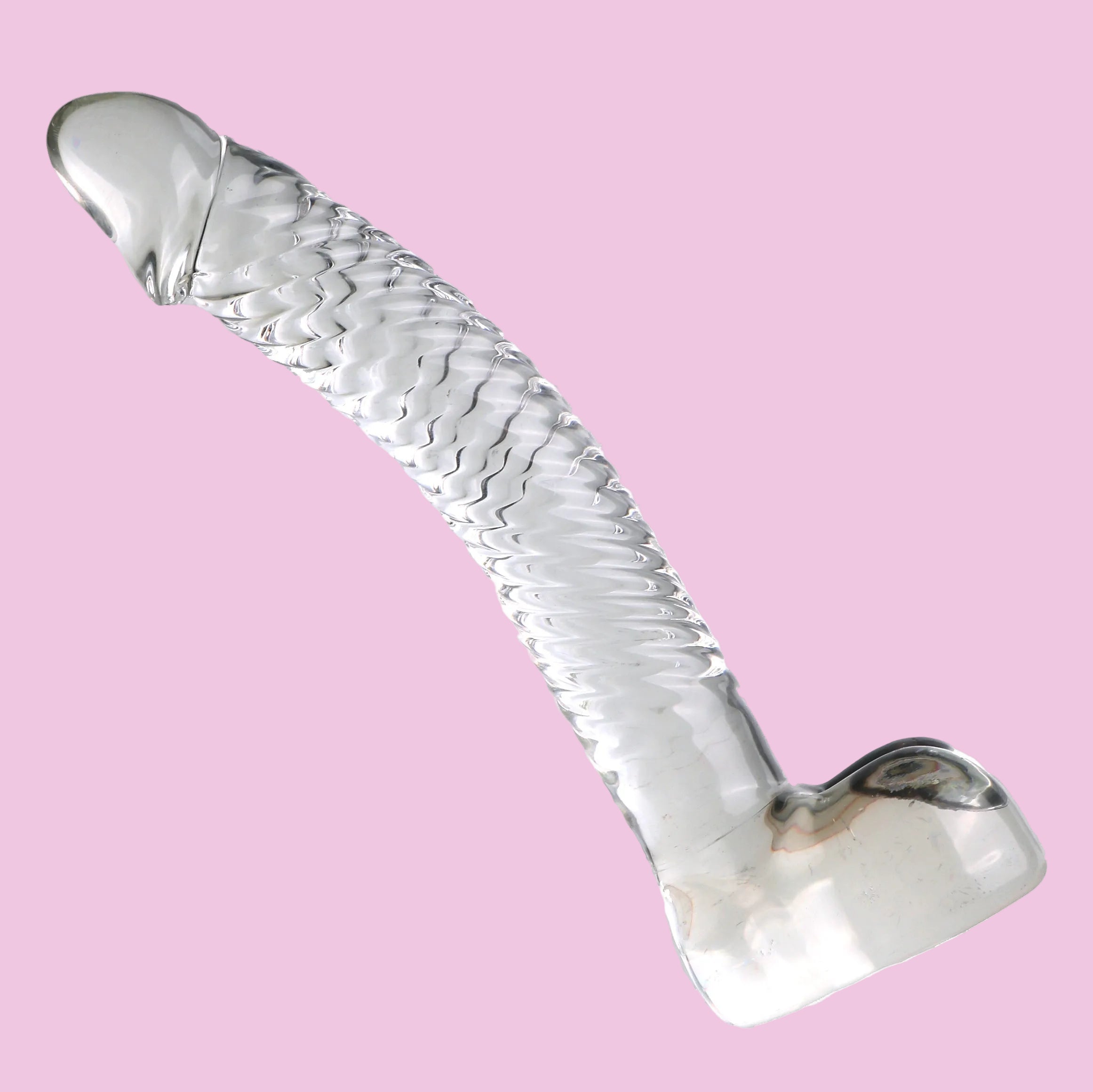 18 CM Gebogen Penis Klar Glasdildo