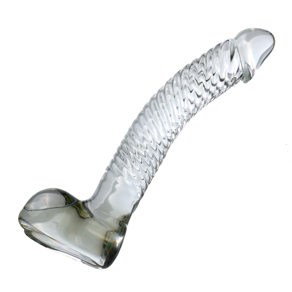 18 CM Gebogen Penis Klar Glasdildo