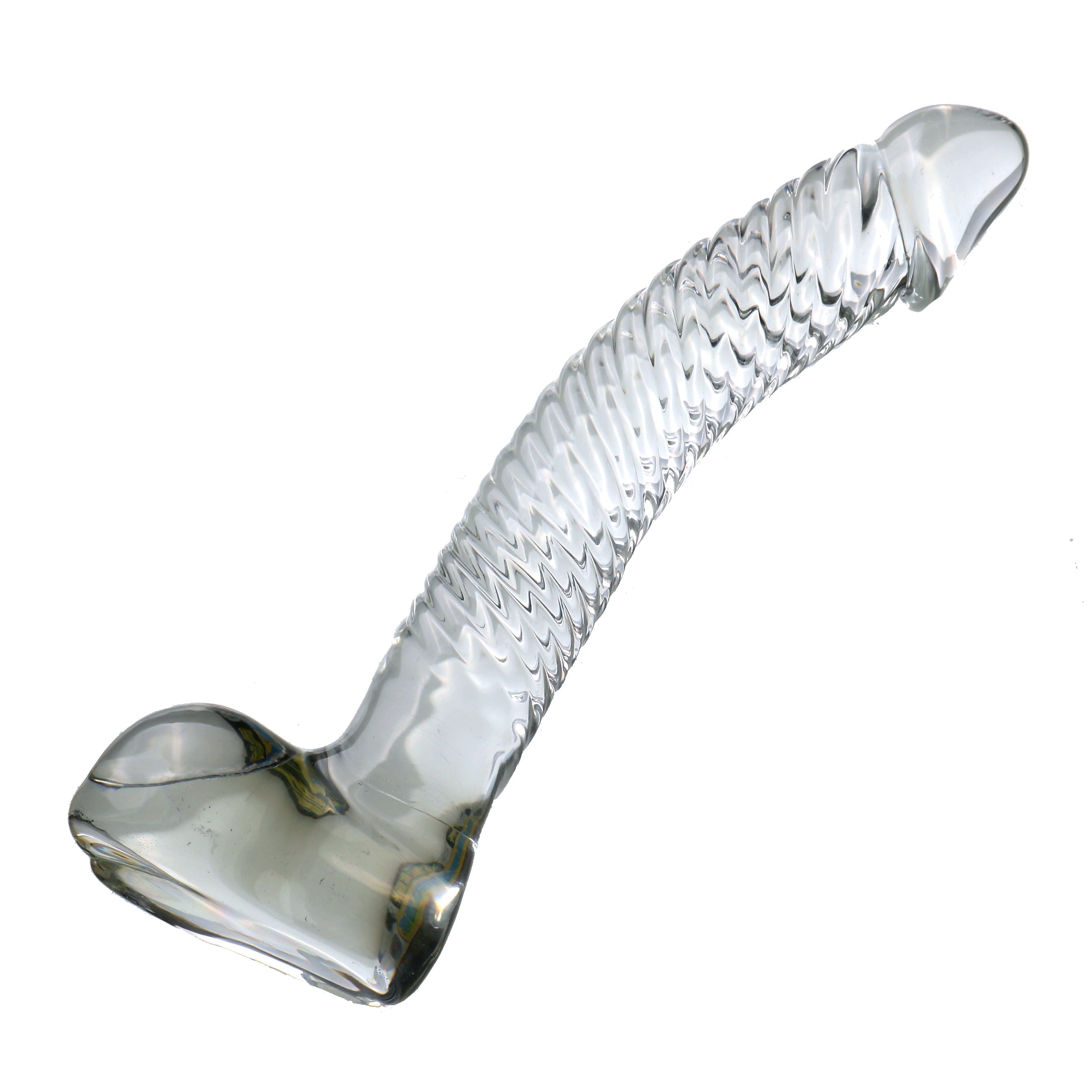 18 CM Gebogen Penis Klar Glasdildo