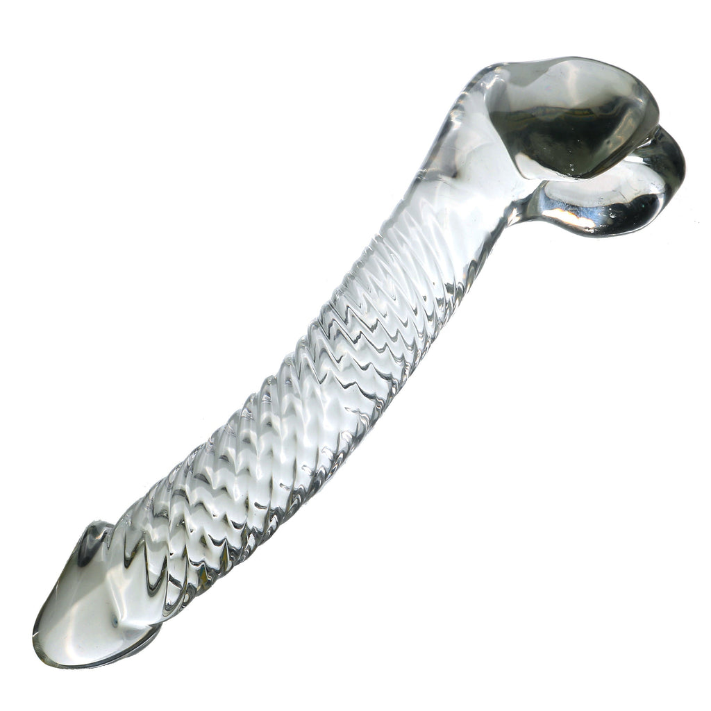 18 CM Gebogen Penis Klar Glasdildo