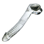 18 CM Gebogen Penis Klar Glasdildo
