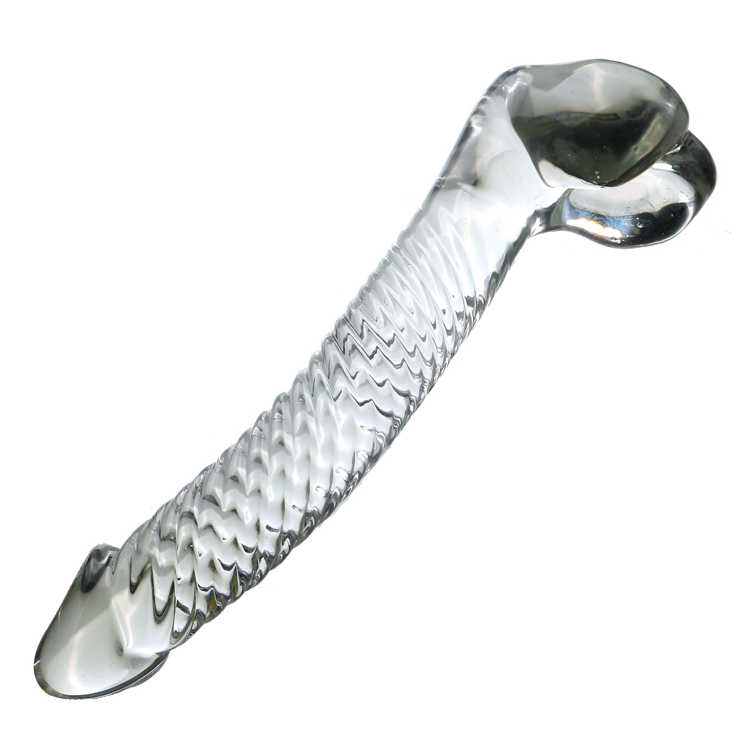 18 CM Gebogen Penis Klar Glasdildo