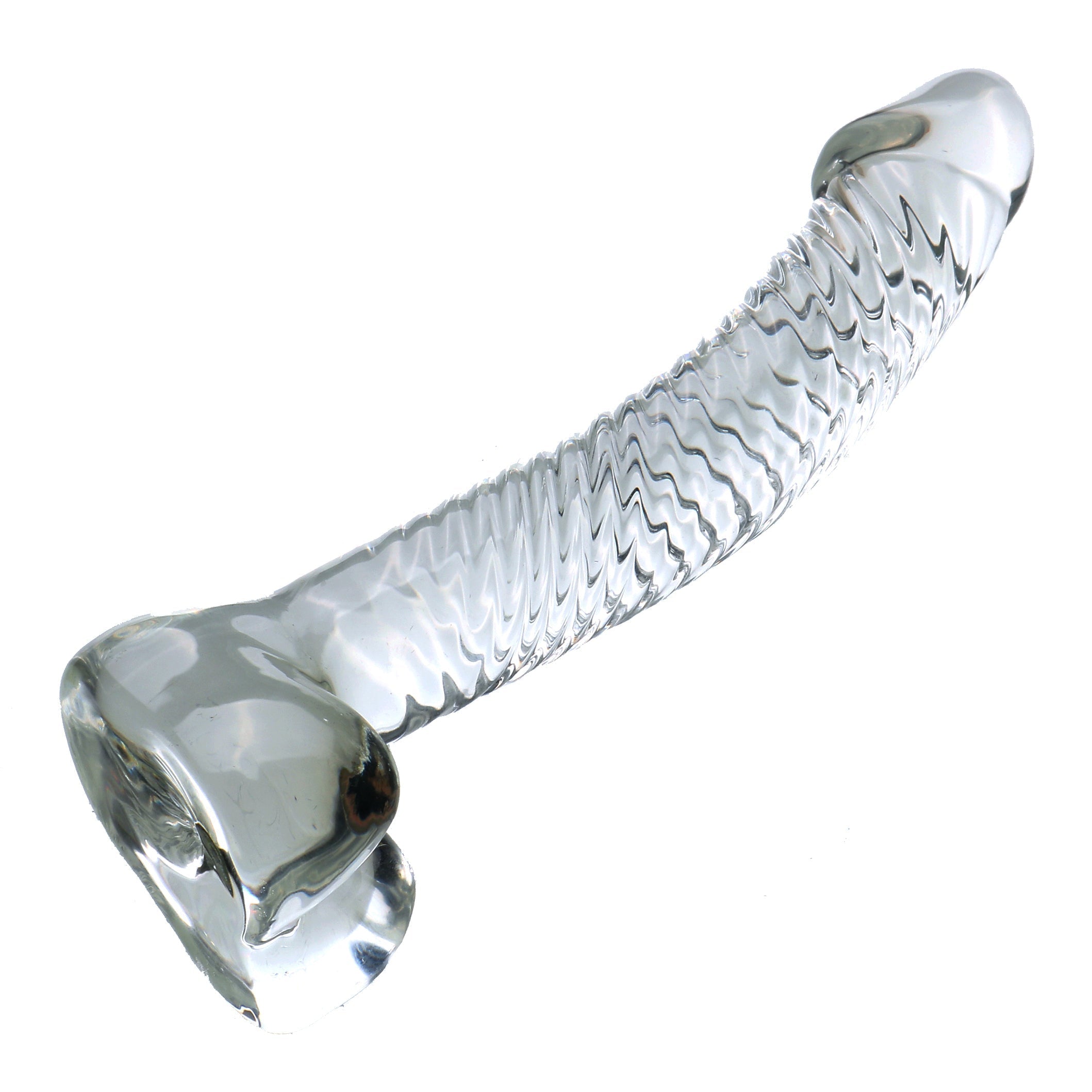 18 CM Gebogen Penis Klar Glasdildo