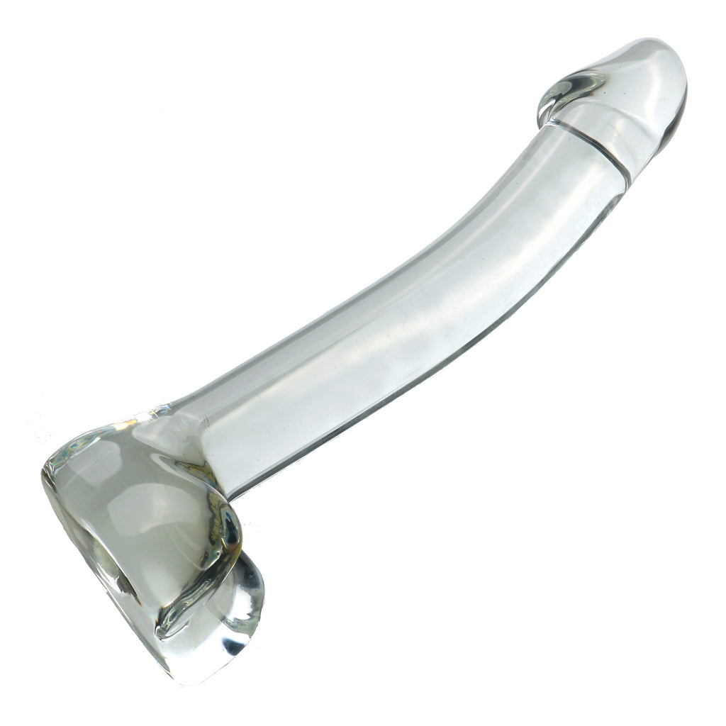 18 CM Gebogen Penis Klar Glasdildo